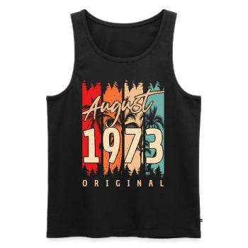 August 1973 Vintage - Men's Premium Organic Tank Top - black - Front - Michal (187cm)
