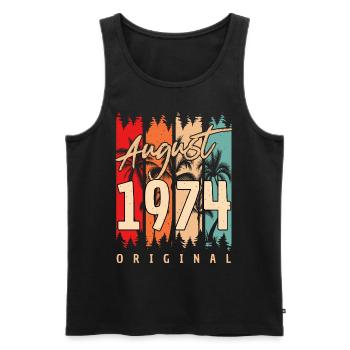 Retro August 1974 - Men's Premium Organic Tank Top - black - Front - Michal (187cm)