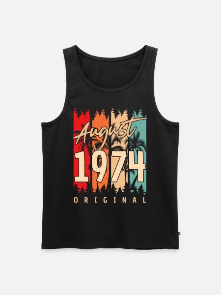 Retro August 1974 - Men's Premium Organic Tank Top - black
