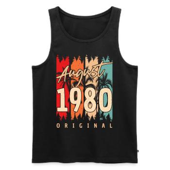1980 En août salutations d’anniversaire - Débardeur bio Premium Homme - noir - Devant - AI Model Male 178 light (178cm)