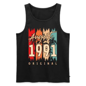Year of construction 1991 in August - Men's Premium Organic Tank Top - black - Front - Michal (187cm)