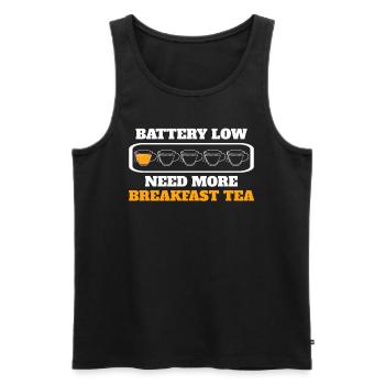 Funny Breakfast Tea Saying - Men's Premium Organic Tank Top - black - Front - AI Model Male 178 light (178cm)