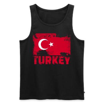 Türkei Flagge Vintage Distressed Turkish Grunge - Männer Premium Bio Tank Top - Schwarz - Vorne - Michal (187cm)