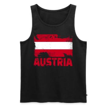 Österreich Flagge Vintage Distressed Österreichisc - Männer Premium Bio Tank Top - Schwarz - Vorne - Michal (187cm)