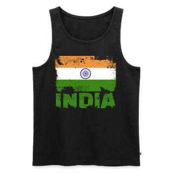 Indien Flagge Vintage Distressed Indian Grunge Tra - Männer Premium Bio Tank Top - Schwarz - Vorne - Michal (187cm)