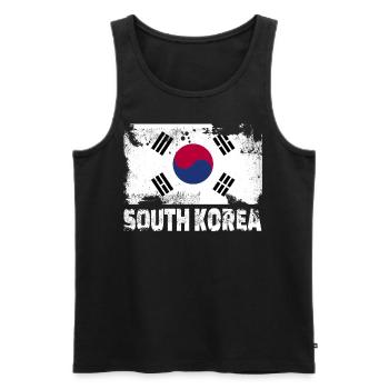 Südkorea Flagge Vintage Distressed Korean Grunge T - Männer Premium Bio Tank Top - Schwarz - Vorne - Michal (187cm)