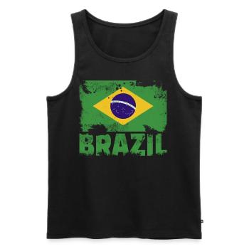 Brasilienflagge Vintage Distressed Brazilian Grung - Männer Premium Bio Tank Top - Schwarz - Vorne - Michal (187cm)