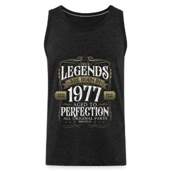 Legend 1977 45th Birthday Gift Men Funny - Men's Premium Organic Tank Top - charcoal grey - Front - Alexander (188cm)