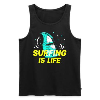 Le surf est life surfer surf surf surf - Débardeur bio Premium Homme - noir - Devant - Michal (187cm)