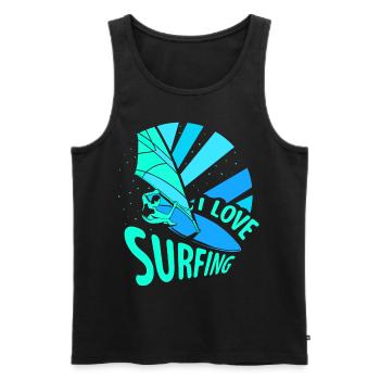 J’adore surfer surf surf surf surf - Débardeur bio Premium Homme - noir - Devant - Michal (187cm)
