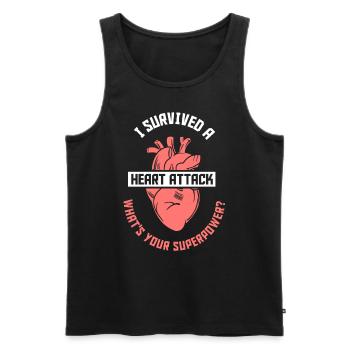I survived a heart attack - Men's Premium Organic Tank Top - black - Front - AI Model Male 178 light (178cm)