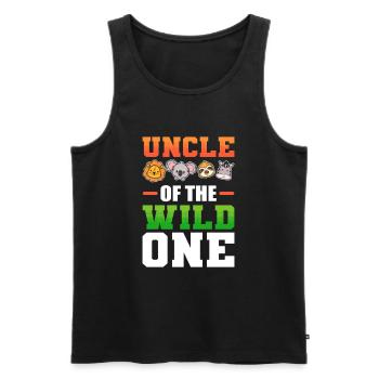 Uncle of the Wild One Nephew Niece - Männer Premium Bio Tank Top - Schwarz - Vorne - Michal (187cm)