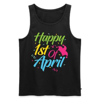 Happy 1 April April Fool's Joke Joke - Men's Premium Organic Tank Top - black - Front - AI Model Male 178 light (178cm)