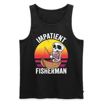 Impatient Fisherman Fishing Fishing Angler - Men's Premium Organic Tank Top - black - Front - Michal (187cm)