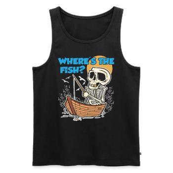 Wo Ist Der Fisch? Angeln Fischer Angler Fischen - Männer Premium Bio Tank Top - Schwarz - Vorne - Michal (187cm)