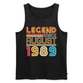 Salutations d’anniversaire pour août 1989 - Débardeur bio Premium Homme - noir - Devant - AI Model Male 178 light (178cm)
