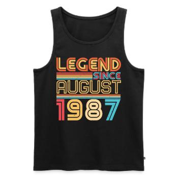 Salutations d’anniversaire pour août 1987 - Débardeur bio Premium Homme - noir - Devant - AI Model Male 178 light (178cm)