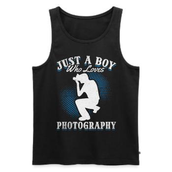 Photographe appareil photo Juste un garçon qui aime la photographie - Débardeur bio Premium Homme - noir - Devant - Michal (187cm)