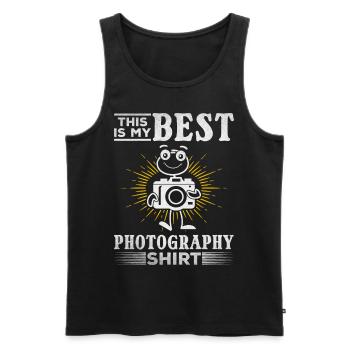 Photographe C’est ma meilleure photo de chemise de photographie - Débardeur bio Premium Homme - noir - Devant - Michal (187cm)
