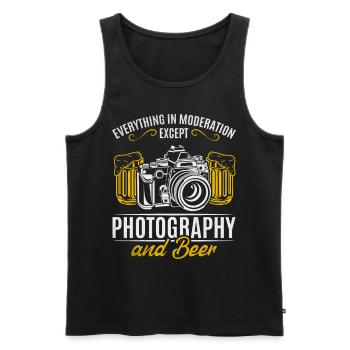 Everything in moderation except photography & beer - Men's Premium Organic Tank Top - black - Front - AI Model Male 178 light (178cm)