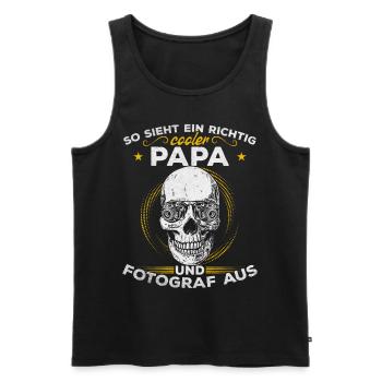 Papa Fotograf So sieht ein richtig cooler Papa und - Männer Premium Bio Tank Top - Schwarz - Vorne - Michal (187cm)