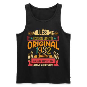 Millésime Né(e) Juillet 1932 Cadeau Anniversaire - Débardeur bio Premium Homme - noir - Devant - Michal (187cm)