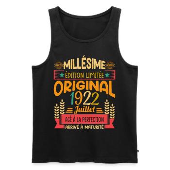 Millésime Né(e) Juillet 1922 Cadeau Anniversaire - Débardeur bio Premium Homme - noir - Devant - Michal (187cm)
