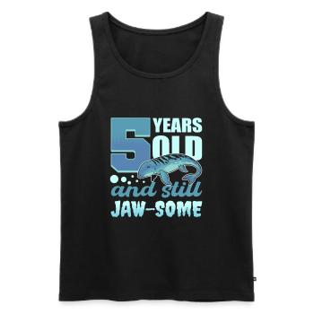5 Years Old & Still Jaw-Some Mosasaurus Birthday - Men's Premium Organic Tank Top - black - Front - AI Model Male 178 light (178cm)