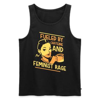 Powered by caffeine and feminist anger - Men's Premium Organic Tank Top - black - Front - Michal (187cm)