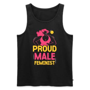 Fier féminisme féministe féminin masculin - Débardeur bio Premium Homme - noir - Devant - Michal (187cm)