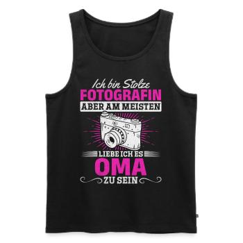 Fotografin Oma Fotografie Ich bin Stolze - Männer Premium Bio Tank Top - Schwarz - Vorne - Michal (187cm)