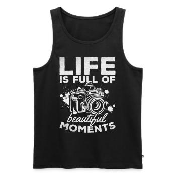 Photography life is full of beautiful moments - - Men's Premium Organic Tank Top - black - Front - AI Model Male 178 light (178cm)