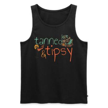 Gebräunte und beschwipste lustige Sommer -Cocktail - Männer Premium Bio Tank Top - Schwarz - Vorne - Michal (187cm)