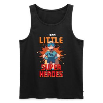 Kindergärtner Erzieher erzieht kleine Superhelden - Männer Premium Bio Tank Top - Schwarz - Vorne - AI Model Male 178 light (178cm)