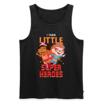 Kindergärtner Erzieher erzieht kleine Superhelden - Männer Premium Bio Tank Top - Schwarz - Vorne - AI Model Male 178 light (178cm)
