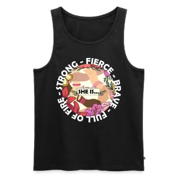 Sie ist stark mutig heftig voller Feuerwomen Empow - Männer Premium Bio Tank Top - Schwarz - Vorne - Michal (187cm)