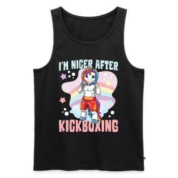 I'm Niver After Kickboxing Einhorn - Männer Premium Bio Tank Top - Schwarz - Vorne - Michal (187cm)