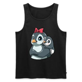 Liebevoller Pinguin mit Pinguin Kind für Pinguin - Männer Premium Bio Tank Top - Schwarz - Vorne - Michal (187cm)