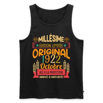 Millésime Né(e) Octobre 1922 Cadeau Anniversaire - Débardeur bio Premium Homme - noir - Devant - Michal (187cm)