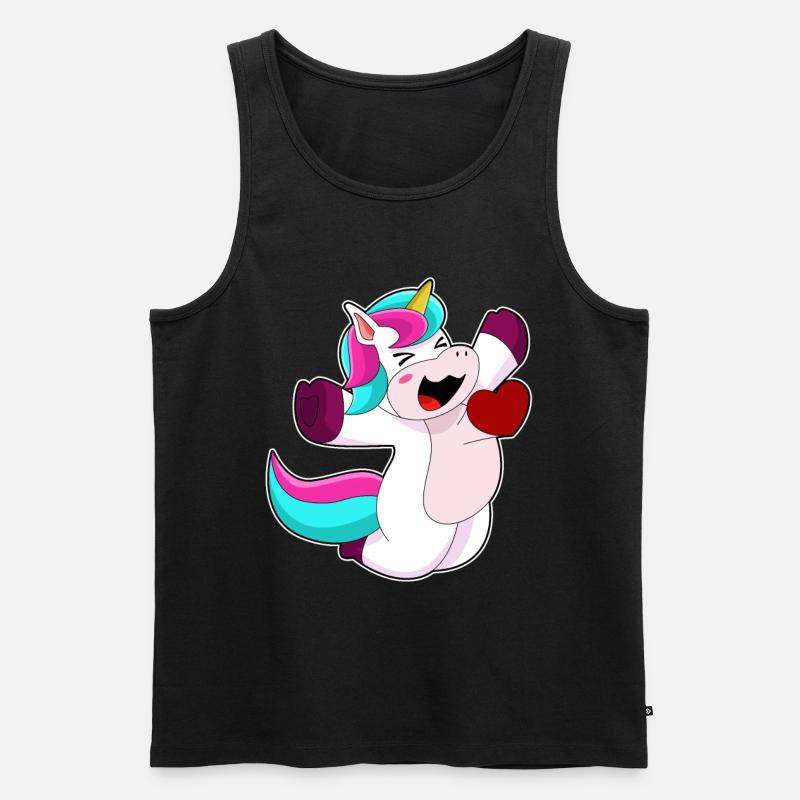 Einhorn mit Herz - Männer Premium Bio Tank Top - Schwarz