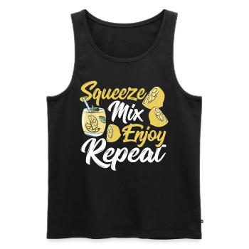 Squeeze Mix Profitez de Répéter Lemonde Stand Boss - Débardeur bio Premium Homme - noir - Devant - Michal (187cm)
