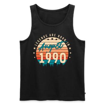 1990 August Geschenkidee - Männer Premium Bio Tank Top - Schwarz - Vorne - Michal (187cm)