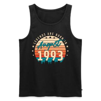 1993 August Gift Idea - Men's Premium Organic Tank Top - black - Front - AI Model Male 178 light (178cm)