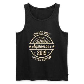 Anniversaire Vintage depuis septembre 2019 - Débardeur bio Premium Homme - noir - Devant - Michal (187cm)