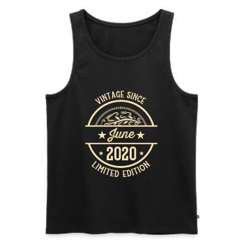 Anniversaire Vintage depuis juin 2020 - Débardeur bio Premium Homme - noir - Devant - Michal (187cm)