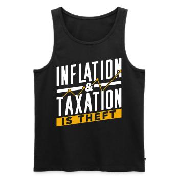 L’inflation et les impôts sont des vols d’humour stagflation - Débardeur bio Premium Homme - noir - Devant - AI Model Male 178 light (178cm)