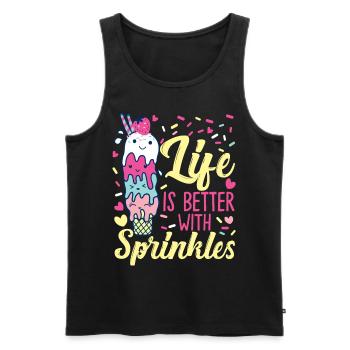 Ice Cream Cone Sundae Life Is - Männer Premium Bio Tank Top - Schwarz - Vorne - AI Model Male 178 light (178cm)