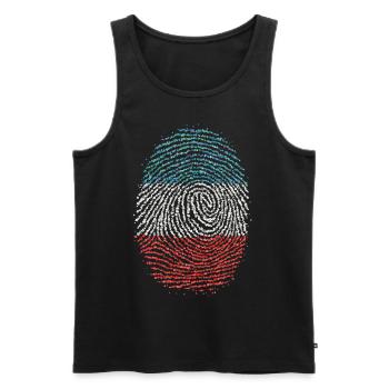 Serbe Serbie Serbe Empreinte digitale Drapeau d’empreintes digitales serbe - Débardeur bio Premium Homme - noir - Devant - AI Model Male 178 light (178cm)