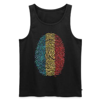 Romania Romanian Fingerprint Flag - Men's Premium Organic Tank Top - black - Front - AI Model Male 178 light (178cm)