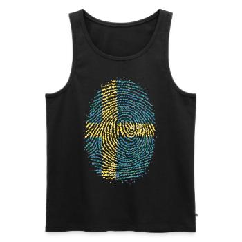 Sweden Swedish Swedish Fingerprint Flag - Men's Premium Organic Tank Top - black - Front - AI Model Male 178 light (178cm)